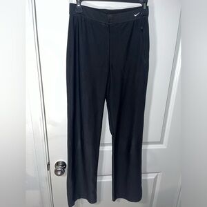 NIKE Men’s Swoosh Logo Embroidered Black Dress Zip Pants Slacks Sz 8-10 Medium